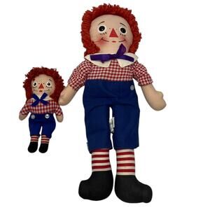 RAGGEDY ANDY Set of 2 Vintage 1960s Knickerbocker Dolls 17" & 7"